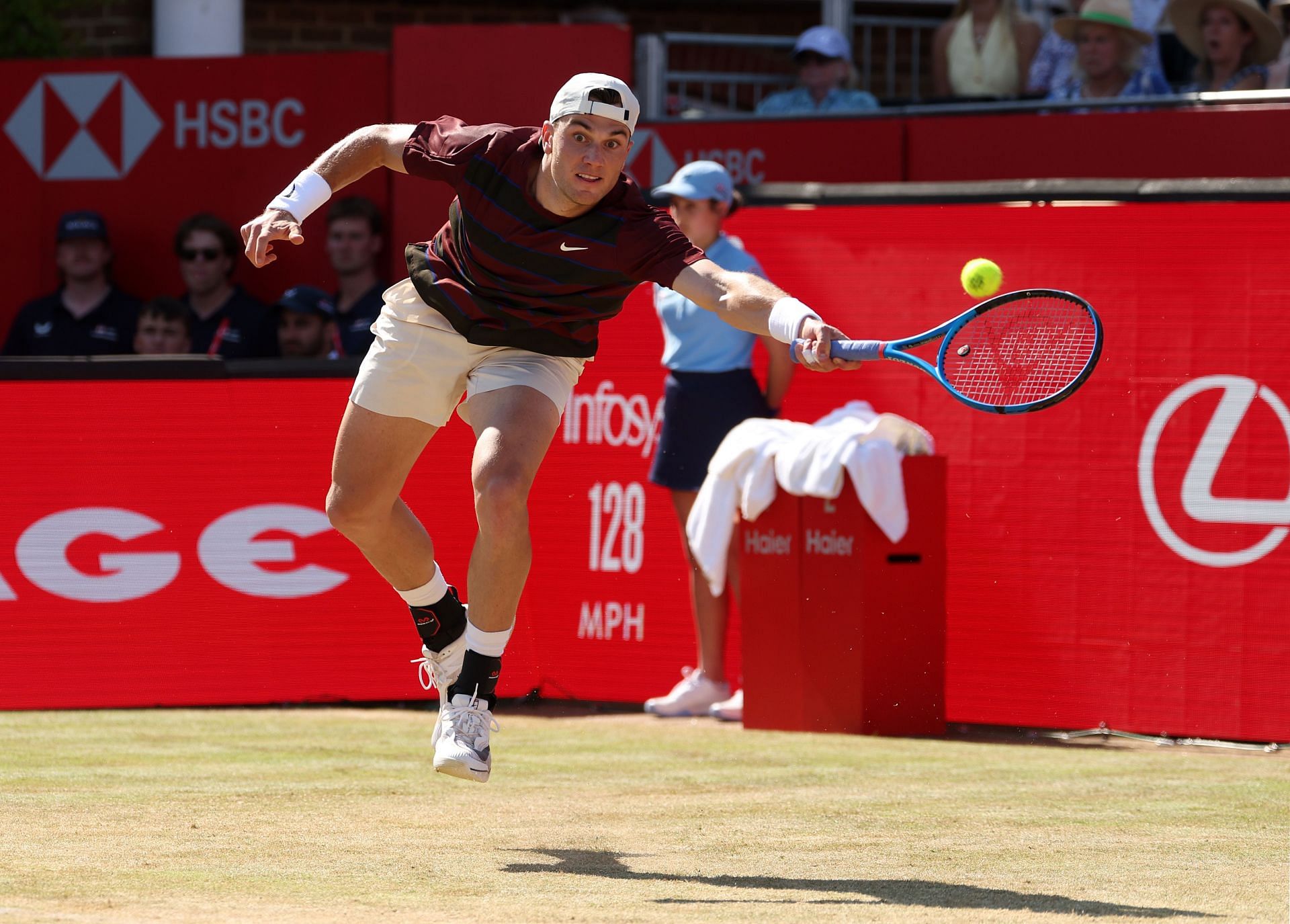 World No. 6 Draper retrieves a ball | Image Source: Getty